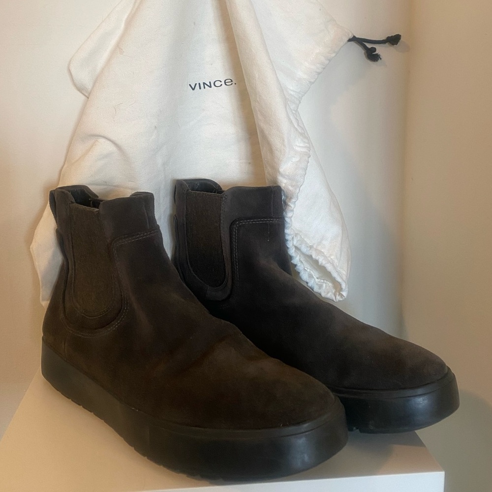 Vince Men's Dark Brown Suede Ankle Boots
